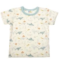 Joha T-shirt - Uld - Stvet Bl m. Fisk