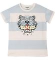 Kenzo T-shirt - Urban - Lysebl/Hvidstribet m. Tiger