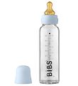 Bibs Sutteflaske - Glas - 225 ml - Naturgummi - Baby Blue