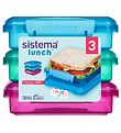 Sistema Madkasse - Sandwich Box - 450 ml - 3 Pak - Pink+Bl+Tur
