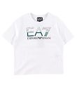 EA7 T-shirt - Hvid m. Mrkegrn