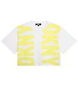 DKNY T-shirt - Cropped - Hvid/Lemon