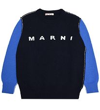 Marni Bluse - Uld - Navy/Bl m. Hvid