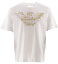 Emporio Armani T-shirt - Hvid/Beige m. Logo