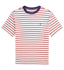 Polo Ralph Lauren T-shirt - Hvid/Rdstribet m. Navy