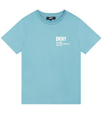 DKNY T-shirt - Lysebl m. Hvid