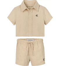 Calvin Klein St - Skjorte/Shorts - Linen Blend - Vanilla Heathe