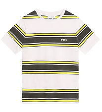 BOSS T-shirt - Hvid/Armygrn m. Gul