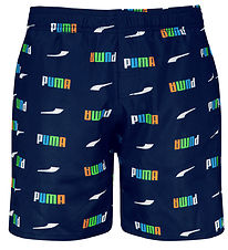 Puma Badeshorts - Printed Logo - Navy Combo