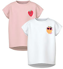 Name It T-shirt - NmfVarutti - 2 pak - Parfait Pink/Bright White