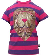 Danef T-shirt - Lilla/Pink stribet m. Guldlve