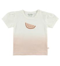 Minymo T-shirt - Creme/Rosa m. Melon