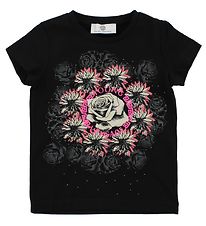 Young Versace T-shirt - Sort m. Blomster/Similisten