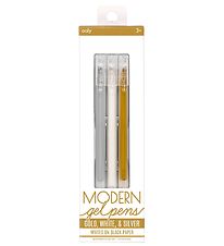 Ooly Farvekuglepen - Modern Gel Pens - Guld/Hvid/Slv