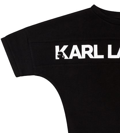 Karl Lagerfeld Kjole - Fire - Sort m. Tekst
