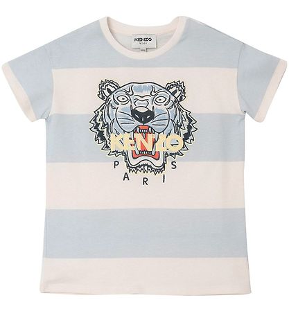 Kenzo T-shirt - Urban - Lysebl/Hvidstribet m. Tiger