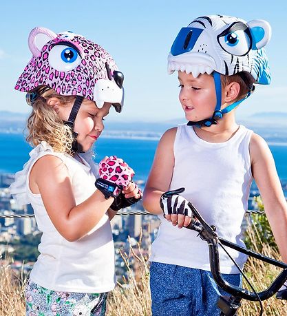 Crazy Safety Cykelhjelm m. Lys - Leopard - Pink