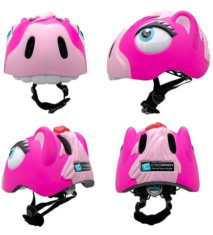 Crazy Safety Cykelhjelm m. Lys - Horse - Pink