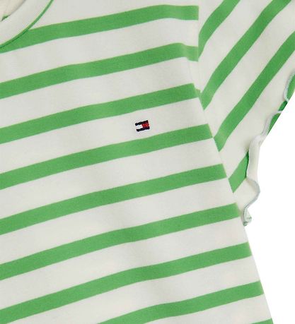 Tommy Hilfiger T-shirt - Striped Ruffle - Spring Lime Stripe