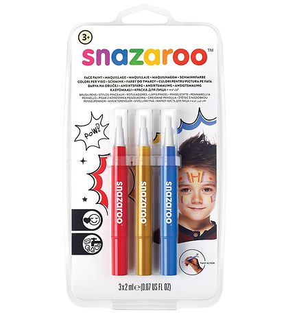 Snazaroo Ansigtsmaling - Penselmaling - 3 stk. - Rd/Guld/Bl
