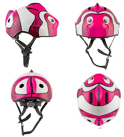 Crazy Safety Cykelhjelm m. Lys - Fisk - Pink