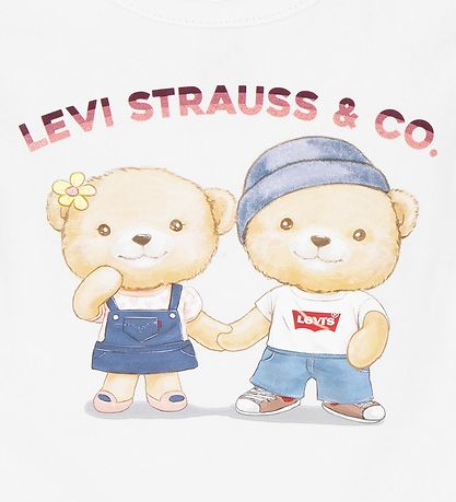 Levis Kids T-Shirt - Bear Bubble - Bright White m. Bamser