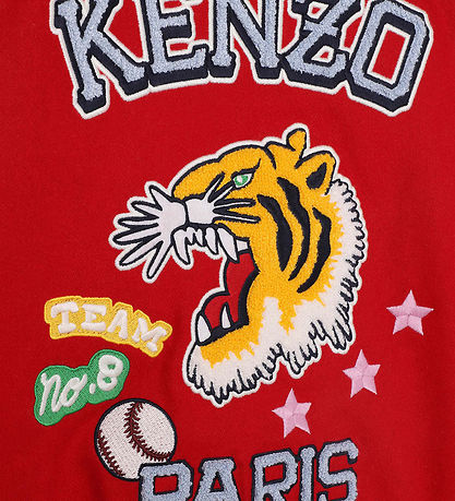 Kenzo Jakke - Uld/Viskose - Bright Red m. Tiger