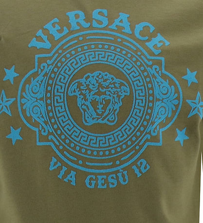 Versace Bluse - Srmygrn/Lysebl m. logo