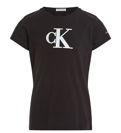 Calvin Klein T-shirt - Metallic Monogram Slim - Sort