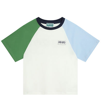 Kenzo T-shirt - Ivory m. Grn/Lysebl