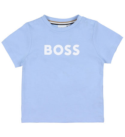 BOSS T-shirt - Lysebl m. Hvid