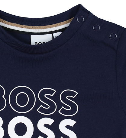 BOSS T-shirt - Navy m. Hvid/Lysebl