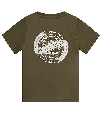 Les Deux T-shirt - Globe - Olive Night/Ivory
