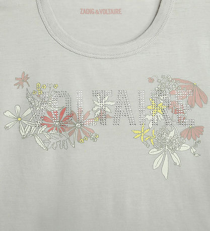 Zadig & Voltaire T-shirt - Alister - Lysegr m. Blomster/Similis