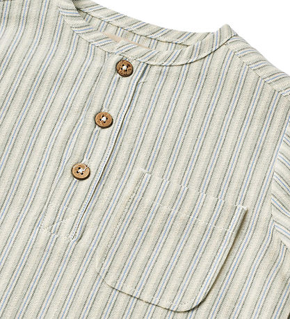 Wheat skjorte - Bjrk - Aquablue Stripe