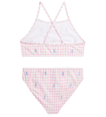 Polo Ralph Lauren Bikini - Pink/Hvidternet m. Logoer