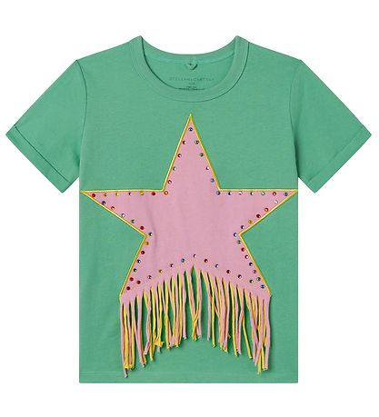 Stella McCartney Kids T-shirt - Grn/Rosa m. Similisten/Frynser