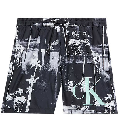 Calvin Klein Badeshorts - Drawstring - Palm Black Aop