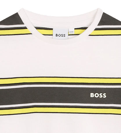 BOSS T-shirt - Hvid/Armygrn m. Gul