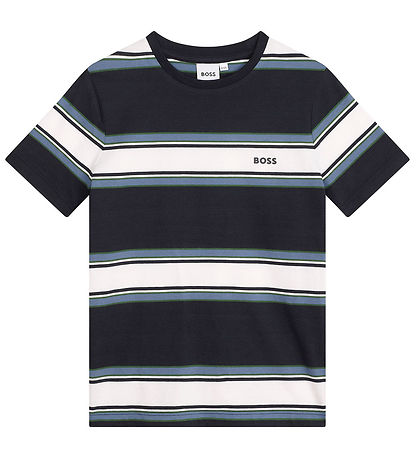 BOSS T-shirt - Navy/Hvidstribet m. Bl