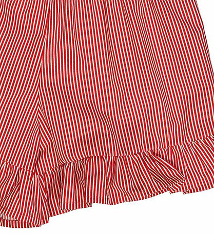 Msli Shorts - Poplin Stripe Frill - Balsam Cream/Apple Red