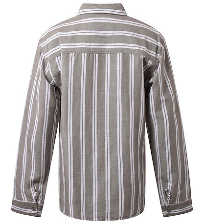 Hound Skjorte - Striped - White/Dusty Green