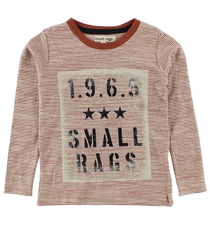 Small Rags Bluse - Rdbrun/Hvidstribet m. Tekst