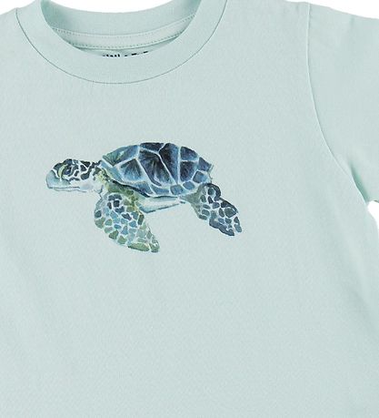 Mini A Ture T-shirt - Steffen - Blue Skylight m. Skildpadde