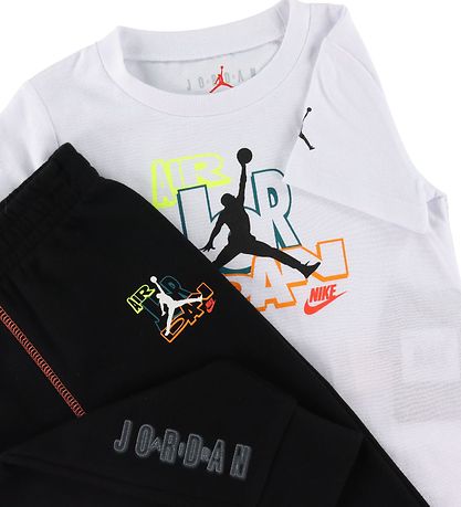 Jordan Sweatpants/T-shirt - Slime Vortex - Sort/Hvid m. Print