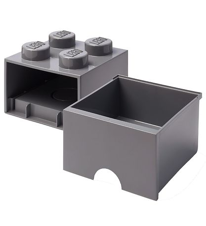 LEGO Storage Opbevaringsskuffe - 4 Knopper - 25x25x18 - Mrkegr