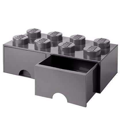 LEGO Storage Opbevaringsskuffe - 8 Knopper - 50x25x18 - Mrkegr