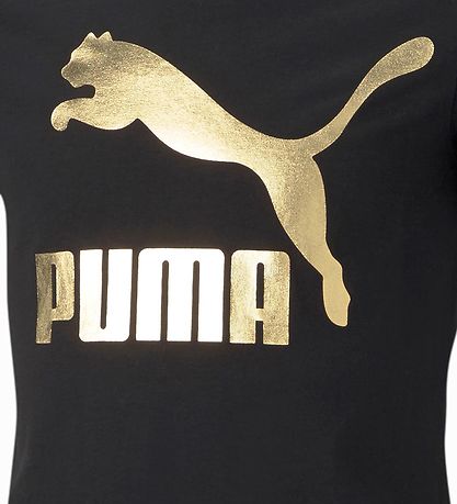 Puma T-shirt - Classics - Sort m. Guldprint