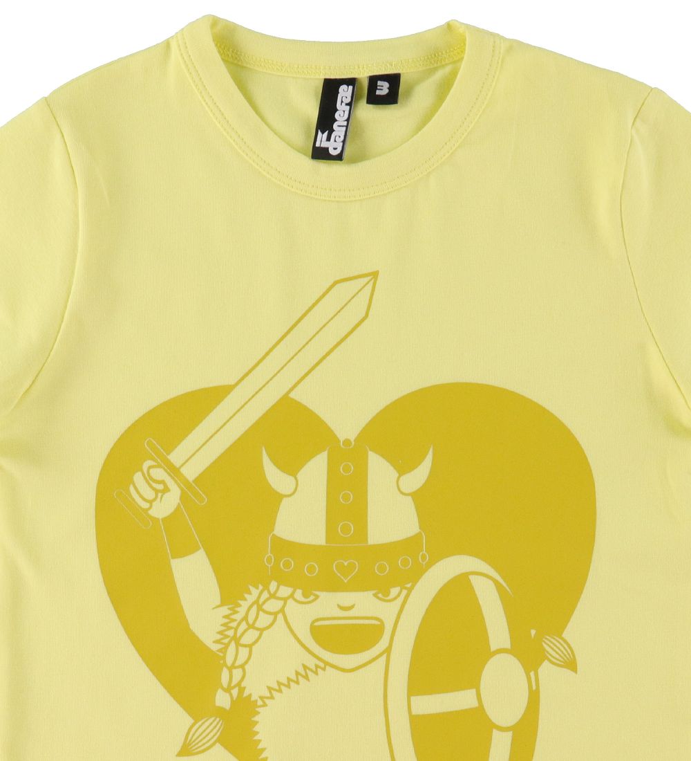 Danef T-shirt - DaneRainbow Ringer - Yellow m. Lille Warrior