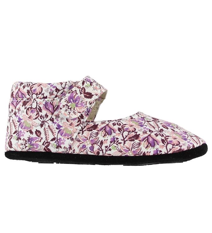 Fuzzies Ballerina Hjemmesko – Viola – Hvid m. Blomster